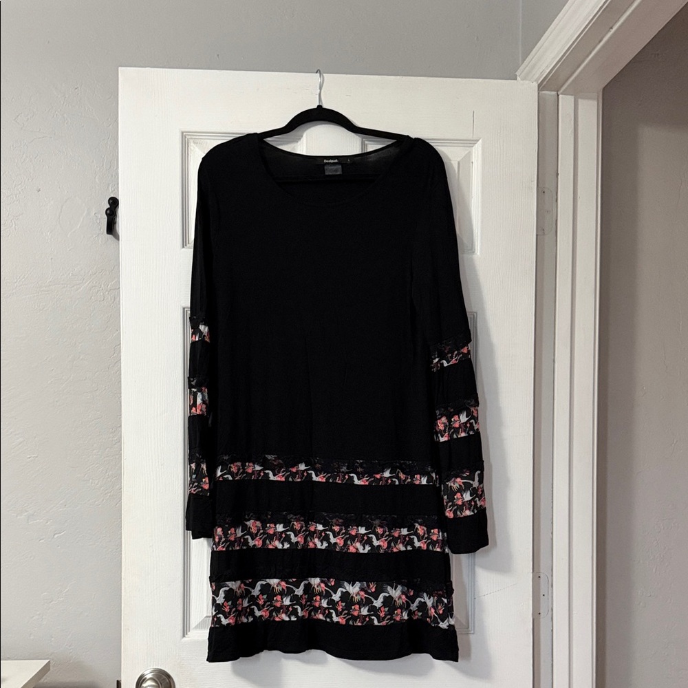 Desigual Black Dress with Floral Accents